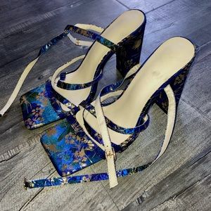 Kimono print heels